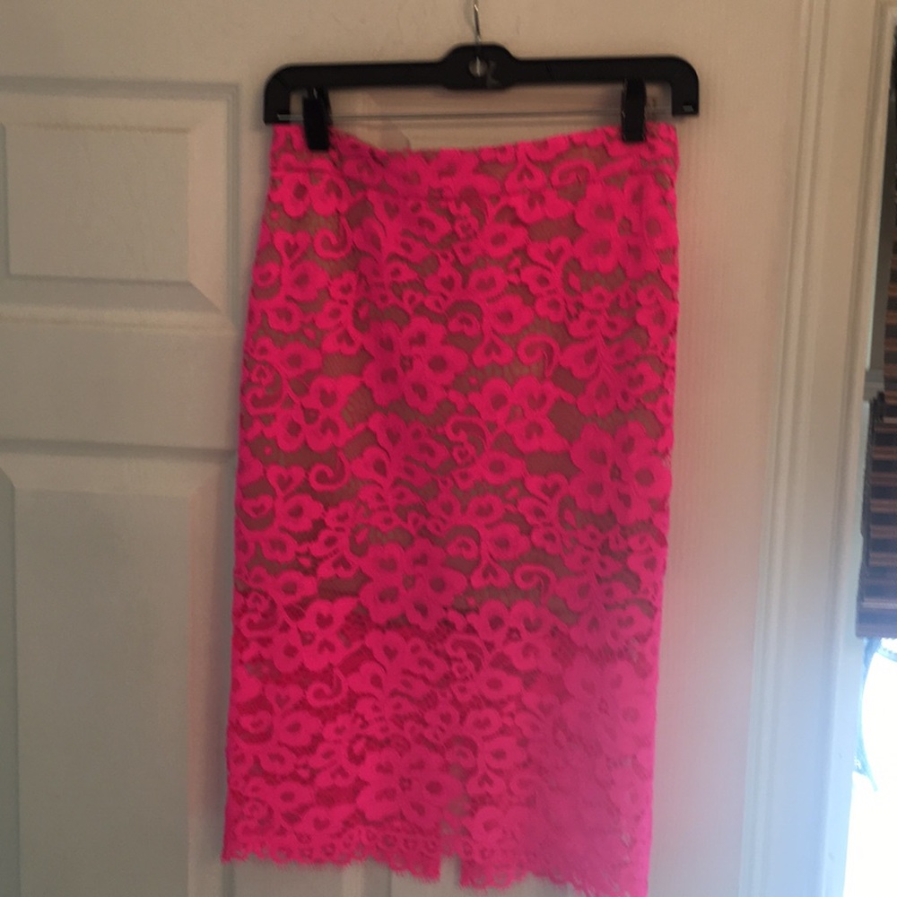 Trina Turk hot pink lace skirt